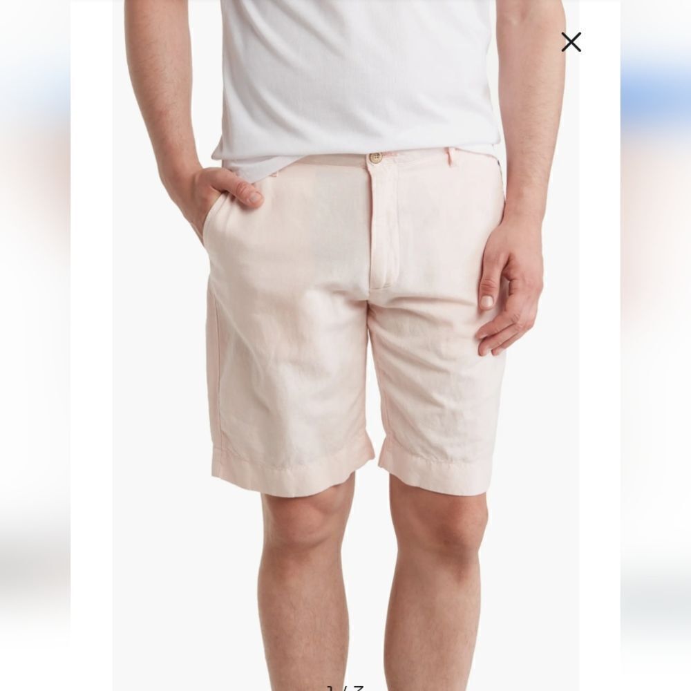Faherty Malibu Linen & Cotton Summer Pink Chino Shorts Sz 38